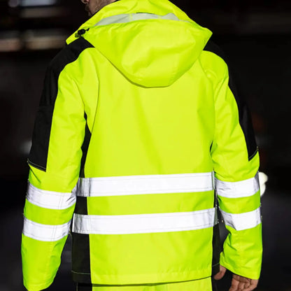 Reflective Suits for Work in Winter 3 in 1 Hi Vis Workwear Waterproof Jacket with Linner and Working Pants Men Reflective Set