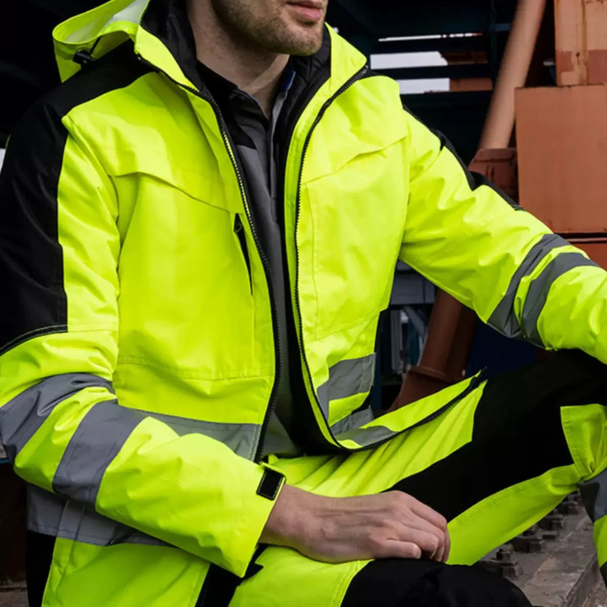 Hi Vis Work Clothes Working Suit for Man Mechanic 3 in 1 Winter Reflective Jacket Men for Work with Detachable Cotton Linner