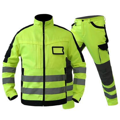 Hi Vis Work Clothes Working Suit for Man Mechanic 3 in 1 Winter Reflective Jacket Men for Work with Detachable Cotton Linner