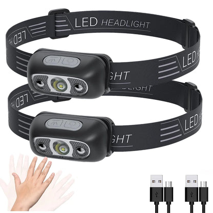 Strong Light Headlamp Mini Led Night Fishing Powerful Torch Head Lamp Outdoor Waterproof Camping Portable LED Sensor Headlamps