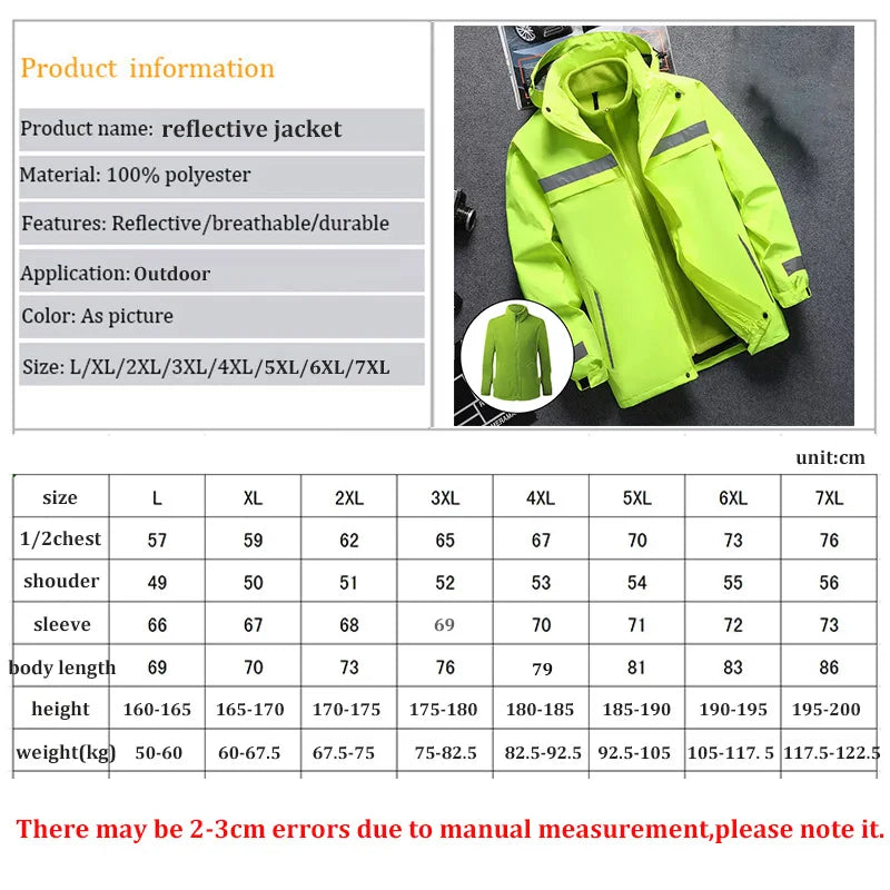 Reflective Jacket Waterproof and Warm with Dechable Fleece Linner 3 in 1 Hi Vis Windproof Workwear Jacket Men for Winter L-7XL