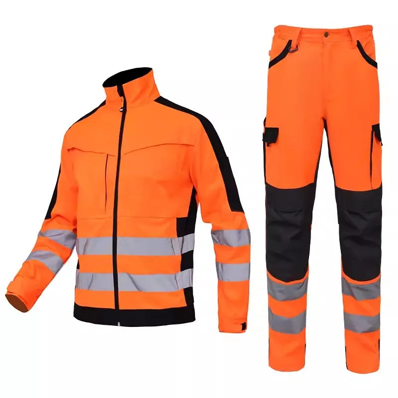 Hi Vis Work Clothes Working Suit for Man Mechanic 3 in 1 Winter Reflective Jacket Men for Work with Detachable Cotton Linner