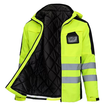 Hi Vis Work Clothes Working Suit for Man Mechanic 3 in 1 Winter Reflective Jacket Men for Work with Detachable Cotton Linner